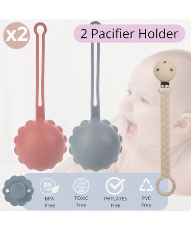 Happydoo Pacifier Box & Chain Set | 2 BPA-Free Pacifier Storage Boxes + Gift Cardboard | Pink & Gray | Easy to Clean & Travel-Friendly - Buy Online on SooperMarket.com