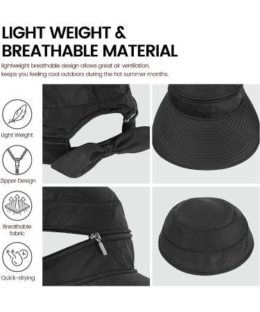 Simplicity Women's UPF 50+ UV Sun Protective Convertible Beach Visor Hat in Black - Buy Online on SooperMarket.com