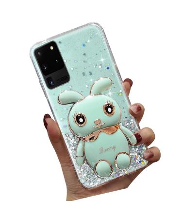 Tivenfezk Nadoli for Samsung Galaxy S20 Ultra Hase Hidden Stand Shell Cartar Glitzer Rabbits Stand Soft Silicone Bling Handy Shuff