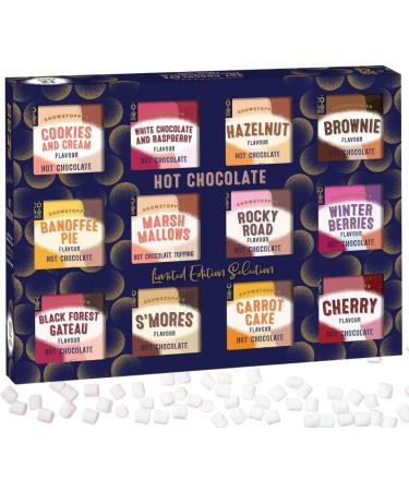 Hot Chocolate Selection Gift Set - 12 Assorted Flavours in Cookies n Creme Rocky Road Berries Cherries & Marshmallows - 400g | Perfect Christmas Gift for Men, Women, Her, Him - Buy Online on SooperMarket.com