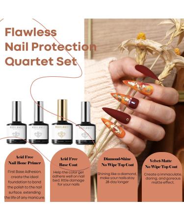 Modelones 20 Colors Gel Nail Polish Kit - Fall Winter Collection | Gold, Orange, Yellow, Brown Shades | Bond Primer, Glossy & Matte Top Coat | DIY Nail Art | Halloween Gift Set - 24 PCs - Buy Online on SooperMarket.com