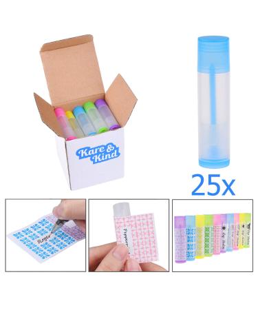 25-Pack Empty Lip Balm Tubes - 5 Colors - DIY Chapstick Containers with Stickers - 5.5 ml - Buy Online on SooperMarket.com