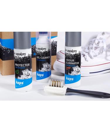 Kaps 4 Sneakers Shoe Care Cleaning Kit - Sneakers Gel Cleaner Water Repellent Protector Spray Odour Eliminator 100 ml Nubuck and Suede Brush Suitable for Trainer Suede Leather and Nubuck Shoes - Buy Online on SooperMarket.com