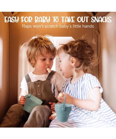 2 Pcs Collapsible Toddler Snack Cups 12oz - Spill Proof Silicone Bowls for Babies - Blue & Green - Buy Online on SooperMarket.com