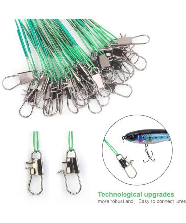 60PCS Fishing Wire Leader with Swivels and Snap - Nylon-Coated Steel Leaders for Tackle - Green (7.5, 11.7, 12.9 Inch) - Buy Online on SooperMarket.com
