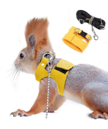 Adnikia squirrel traction rope strap anti-bite chain rope adjustable vest small animal sling with a leash hamster racing mice rats mice ferrets small animals walks yellow