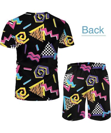 Arssm Men's Vintage 2-Piece Shirts and Shorts Set for Retro Summer Party - Black, X-Large - Buy Online on SooperMarket.com