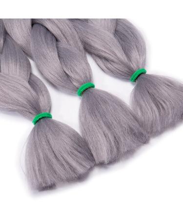 Tess Braids Extensions 60 cm - 3 Pack Jumbo Kanecalon Hair Braids | Silver Gray Box Braids - 100g/Bundle - Buy Online on SooperMarket.com