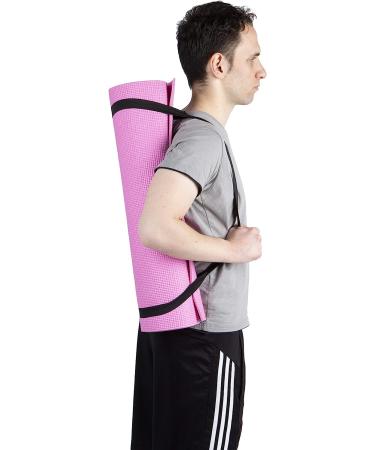 Mind Reader YOGAPVC-BLK Extra Thick Yoga Mat with Carrying Strap - High Density Anti-Tear Black - Buy Online on SooperMarket.com