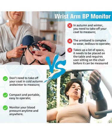 Wrist Blood Pressure Monitor - Digital BP Cuff, Automatic Machine, 90X2 Reading Memory, Large Tri-Backlit Screen, Rechargeable, Pulse Rate Monitoring, for Home Use - Black - Buy Online on SooperMarket.com
