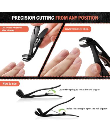 BEZOX Angled Head Nail Clippers for Seniors - Premium Steel Toenail Clipper with Catcher (Black) - Buy Online on SooperMarket.com