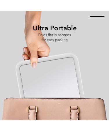 Fancii Rechargeable LED Travel Makeup Mirror with 3 Color Settings and Detachable 10x Magnifying Mirror - Dimmable Touch Light, Adjustable Kickstand - Lighted Portable Vanity Mirror (Aura Go 2) - Buy Online on SooperMarket.com