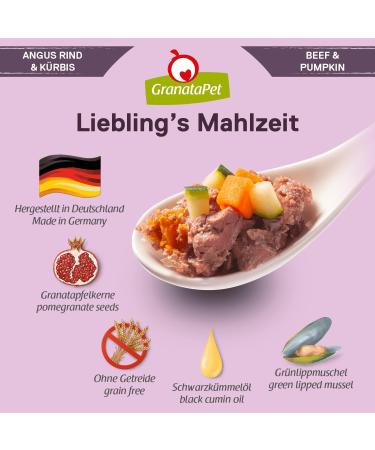 Granapet Liebling's Angus Beef & Pumpkin Wet Dog Food | Grain-Free No Sugar Additives | 6 x 400g Single Feed Pack - Buy Online on SooperMarket.com