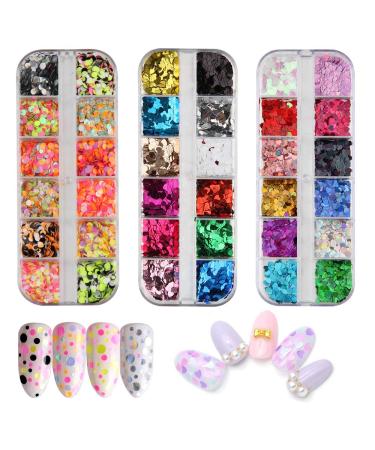 Nail seedlettes 3 box / 36 glitter heart shape stars moon holographic glitter nail art sequins nail art flocke for nail art & crafts nail art accessories make-up diy decals decoration