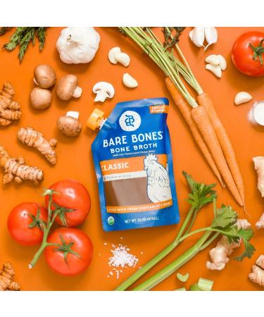 Bare Bones Chicken Bone Broth 16oz Pack of 2 - Pasture Raised, Organic, Protein & Collagen Rich, Paleo & Keto Friendly - Buy Online on SooperMarket.com