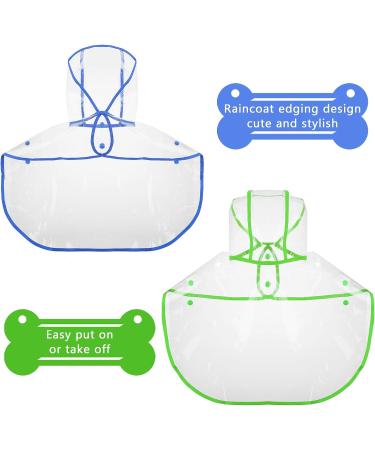 2 Piece Clear Pet Dog Raincoat Hooded Rain Jacket for Small Medium Dogs - Blue/Green S - Buy Online on SooperMarket.com