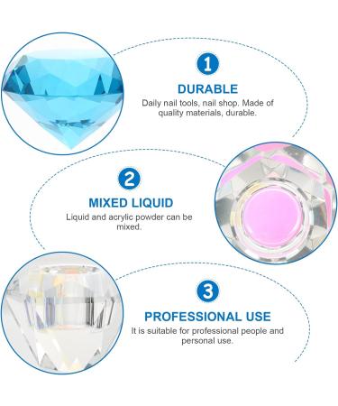 FRCOLOR 1Pc nail art crystal cup dappen dish with lid diamond dappen dish monomer cups for acrylic nails crystal nail cup Crystal Dappen Dish cups glass manicure White crystal small plate 5.5x5.5cm Blue - Buy Online on SooperMarket.com