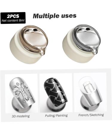 Metallic Painting Gel 8ML Golden Painted Gel Nail Polish 2Pcs Chrome Gel Nail Polish 3D Mirror Effect Painting Metallic Gel Polish for Flower Lines Drawing Nail Art Polilsh - Buy Online on SooperMarket.com