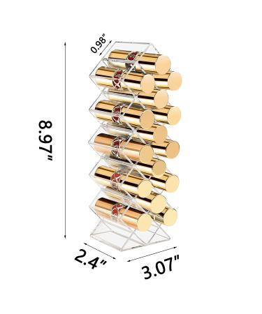 Tasybox Clear Acrylic Lipstick Organizer with 16 Slots - Lipstick Holder and Storage Case Display Stand - 3.07 x 2.4 x 8.97 Inch - Buy Online on SooperMarket.com