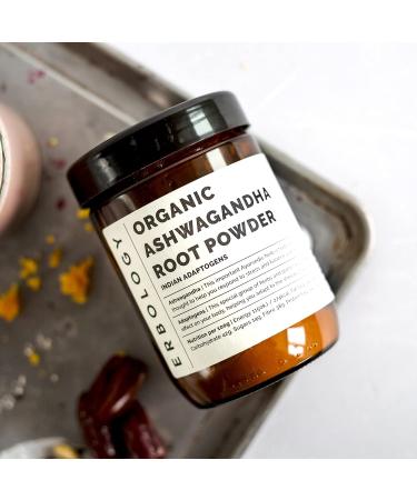 Organic Ashwagandha Powder 7.8 oz - Sleep Aid - Raw Vegan - Non-GMO - Gluten-Free - Recyclable Glass Jar - Buy Online on SooperMarket.com