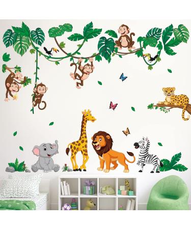 DECOWALL DSL-8069 Jungle Animals Cartoon Wall Stickers - Safari Decals for Nursery & Kids Room Wall Decor - Buy Online on SooperMarket.com