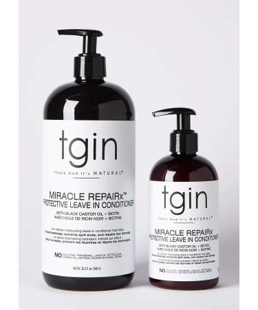 tgin Miracle RepaiRx Protective Leave In Conditioner 13oz - Biotin, Black Castor Oil - Paraben Free for Natural Hair - Repair, Restore, Protect Curls, Kinks, Waves - Buy Online on SooperMarket.com