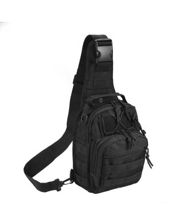 Tactical Shoulder Bag,1000D Outdoor Military Sling Daypack Backpack 1 Pack Black