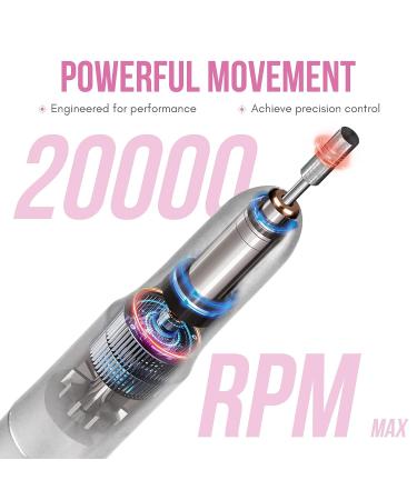 Saviland Portable Electric Nail Drill Machine - 20000 RPM USB Nail File Kit for Manicure Home Salon Use - Includes 7 Nail Drill Bits and 51 Sanding Bands - Silvery - Buy Online on SooperMarket.com