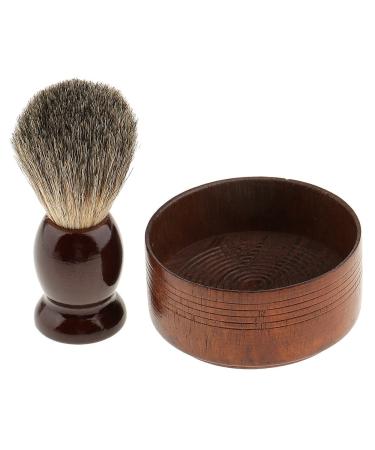 F Fityle Wooden Men's Shaving Brush & Bowl | Premium Barber Beard Care Essentials - International Shipping - Buy Online on SooperMarket.com