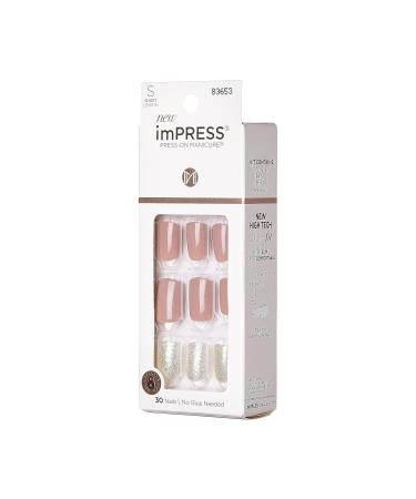 KISS IMPRESS PRESS-ON Manicure One More Chance | Short Quadratic Nails with PureFit Technology | Includes Cleaning Pad Mini File & 30 Artificial Nails - Buy Online on SooperMarket.com