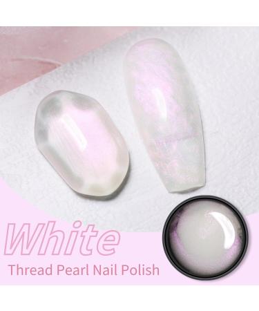 TBeautfave Pearl Gel Nail Polish Shell Thread Gel Nail Polish Pearl White Pearlescent Shimmer Nail Varnish Soak off UV/LED Nail Gel Swirl Thread DIY Nail Art Christmas Nails PearlWhite - Buy Online on SooperMarket.com