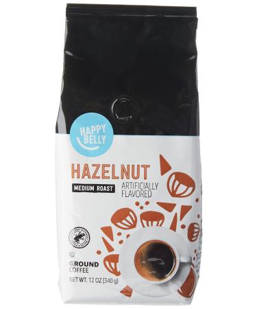 Amazon Brand - Happy Belly Hazelnut Flavored Ground Coffee, Medium Roast, 12 Ounce Hazelnut 12 Ounce (Pack of 1)