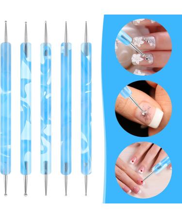 5Pcs Nail Dotting Pen Dotting Tools Set Double Ended Nail Art Dotting Tool Nail Design Dotting Tool for Gel Polish Decoration Blue - Buy Online on SooperMarket.com