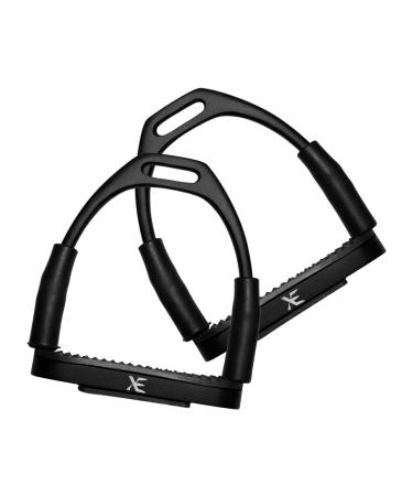 XE Stainless-steel Horse Riding Stirrups Flexible Stirrups for Horse Riders Ideal Bendy Safety Nonslip Black Tread Stirrups for Equestrian