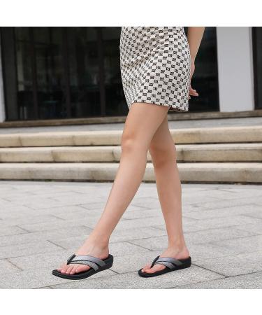 Sounity Orthotic Flip Flops for Women - Plantar Fasciitis Arch Support Sandals - Comfortable Walking Slippers (10W2, Charcoal) - Buy Online on SooperMarket.com