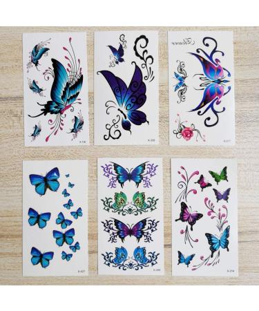 Butterfly Temporary Tattoos for women sexy 6 Pcs by Yesallwas Waterproof long lasting Fake Tattoos Stickers for Arms Shoulders sexy body tattoos 6cmx10.5cm/2.36x4.13 inches (LxW) (A) - Buy Online on SooperMarket.com
