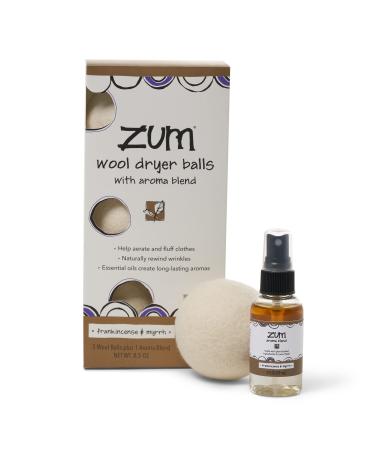 ZUM Zum Clean Wool Dryer Balls with Aroma Blend Frankincense & Myrrh 4 Pieces