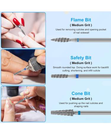 Anrui Nail Miller Attachments - 3 Diamond Hard Metal Bits 3/32 | Nail Preparation & Dead Skin Removal Tools - Buy Online on SooperMarket.com