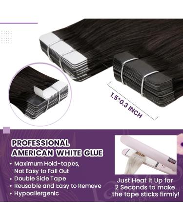 Laavoo Invisible Tape Extensions - 60 cm Dark Brown Real Hair 20pcs 50g - Long Natural Look Hair Extensions - Buy Online on SooperMarket.com
