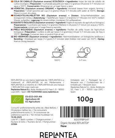 Horsetail Tea Organic 100g (50 Cups) | Horsetail Organic Herbal Leaf Tea | Equisetum Arvense REPLANTEA - Buy Online on SooperMarket.com