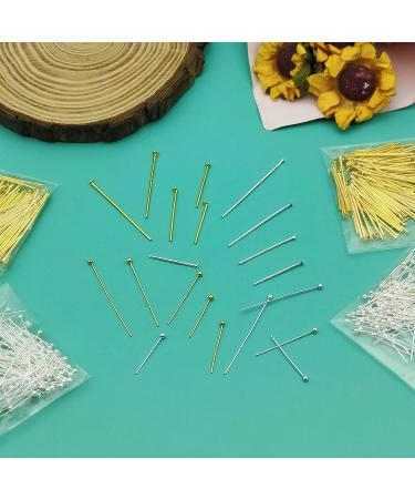 2000Pcs Assorted Head Pins Set for Jewelry Making - DIY Craft Kit with Ball, Flat, and Eye Pins in Silver and Gold - Buy Online on SooperMarket.com