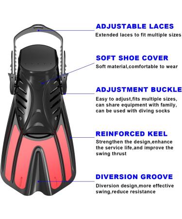 Diving Fins Snorkeling Gear | Swim Fins Open Adjustable for Adults, Men, Women, Children | Swim Flippers S/M (Adult US Size 4.5-8.5) - Pink - Buy Online on SooperMarket.com