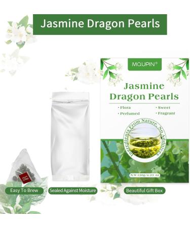 Jasmine Dragon Pearls 50g Loose Leaf Green Tea - Natural Hand Rolled Jasmine Green Tea with Floral Scent and Tonic Effects - MQUPIN - Buy Online on SooperMarket.com