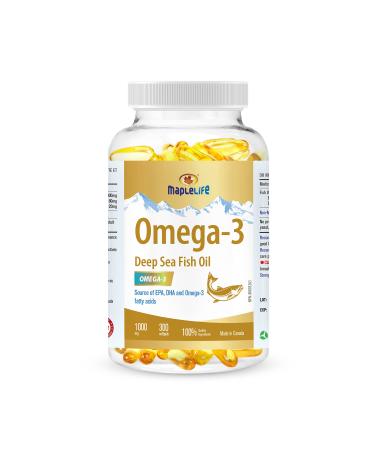 MapleLife - Omega-3 Deep Sea Fish Oil - High Potency - Brain & Heart Health Support - DHA EPA Omeaga-3 Fatty Acids - Fish Oil Softgels 1000 Mg - 300 softgels