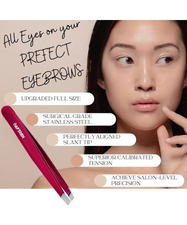 Wide Grip Slant Tweezers - German Stainless Steel - Hand-Filed Slanted Tips for Ultra-Precision - Tweezers for Eyebrows and Nose/Ear/Facial Hair - Professional Grade (Mehroon) - Buy Online on SooperMarket.com