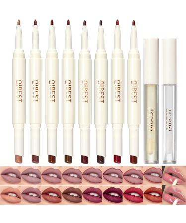 Skynest 8Pcs Matte Lipstick and Lip Liner Pens + 2Pcs Lip Oil Set  One Step Lips Makeup Kits Waterproof High Pigmented Lip Gloss Make up Gift Set