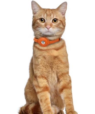 Buy Oopsdoggy Airtag Leather Cat Collar with Bells - Durable & Lightweight GPS Pet Collar for Cats & Small Dogs (Orange) - Buy Online on SooperMarket.com
