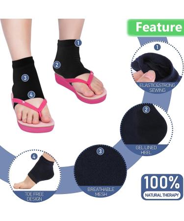 2 Pairs Moisturizing Gel Heel Socks Soft Ventilate Gel Heel Socks Open Toe Socks for Dry Hard Cracked Skin Moisturizing Day Night Care Skin (Black and Pink) 2p Black_pink - Buy Online on SooperMarket.com
