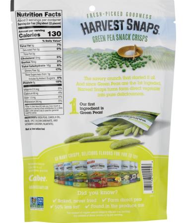 Harvest Snaps Green Pea Snack Crisps - Lightly Salted, Baked Veggie Snack with Plant Protein & Fiber - 3.3 oz Bag (Pack of 12) - Buy Online on SooperMarket.com