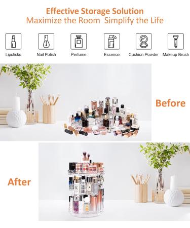DreamGenius 360 Rotating Makeup Organizer 7-Layer Cosmetic Storage Case | Clear Acrylic Display for Jewelry, Brushes & Lipsticks - Buy Online on SooperMarket.com